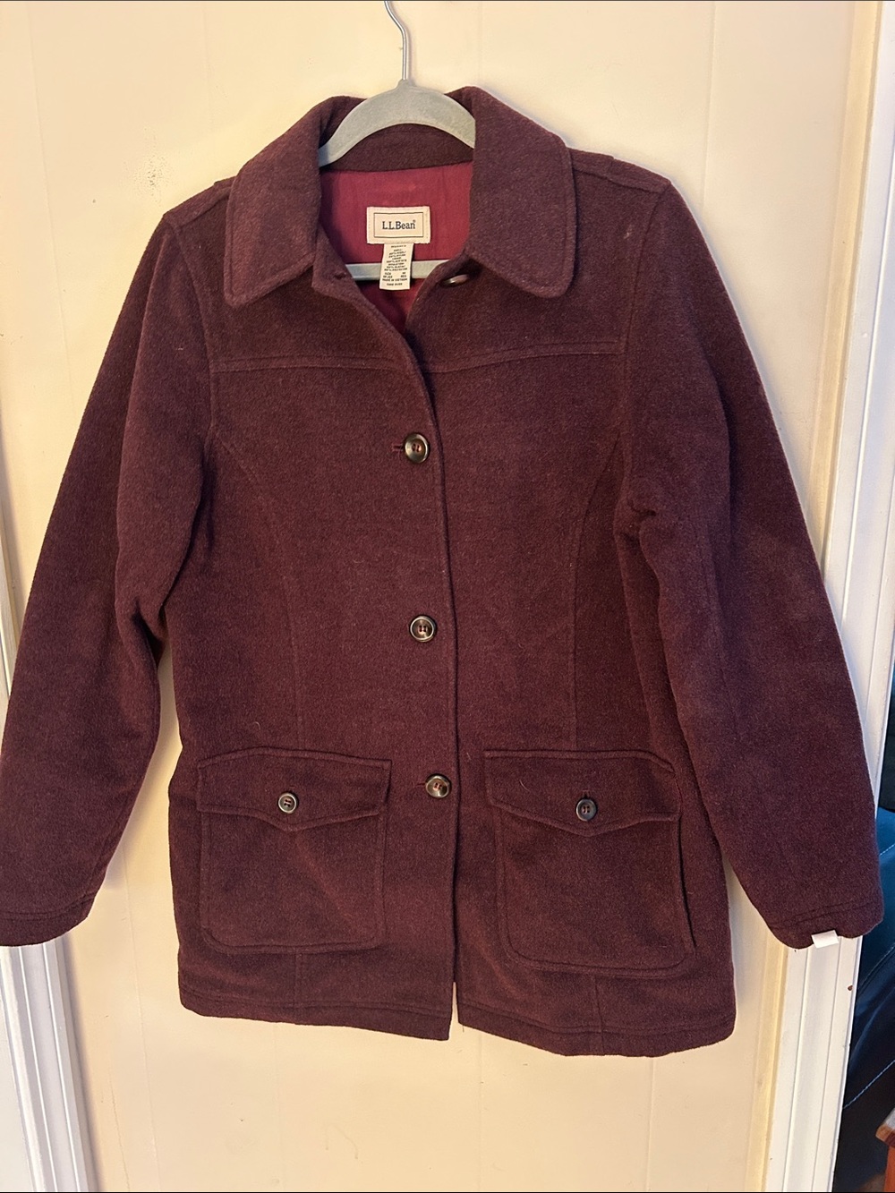L.L. Bean Women's Pea Coat in Burgundy